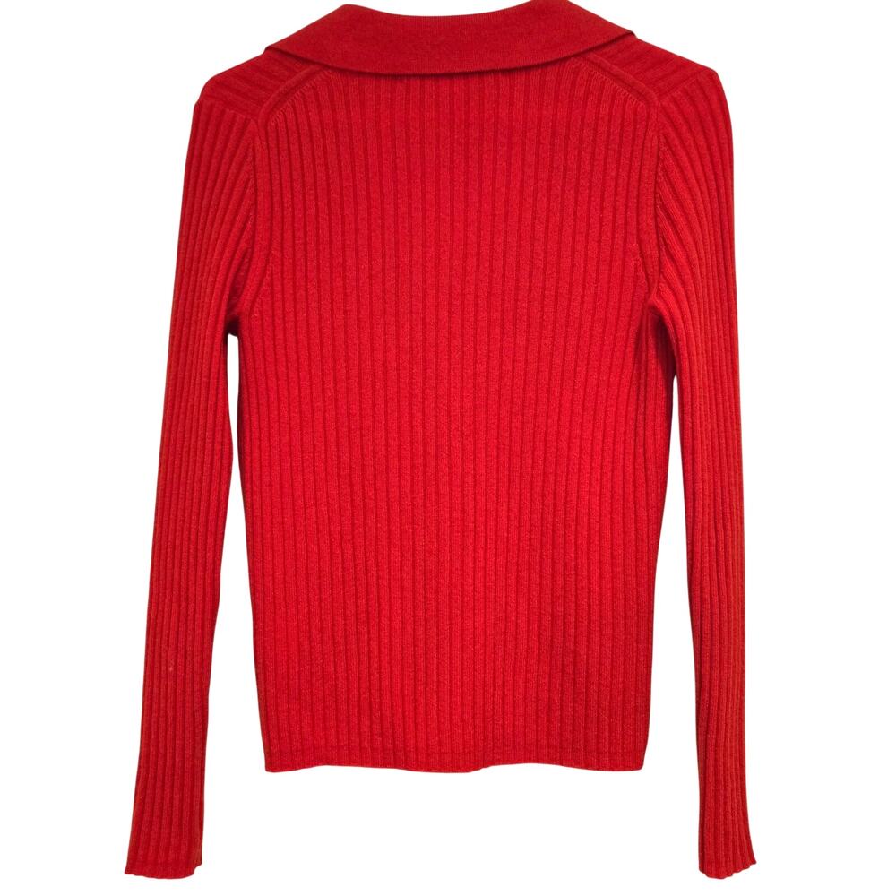 Veronica Beard Red Cashmere Lazana Cardigan Ribbed V-Neck Sweater Small - Picture 3 of 9